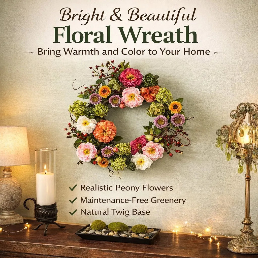 🌸 Mixed Peony Floral Wreath 🔥