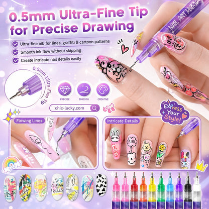 ⏳ LAST DAY SALE 50% OFF! 🎁12 Colors Nail Art Pens Set🎨💅
