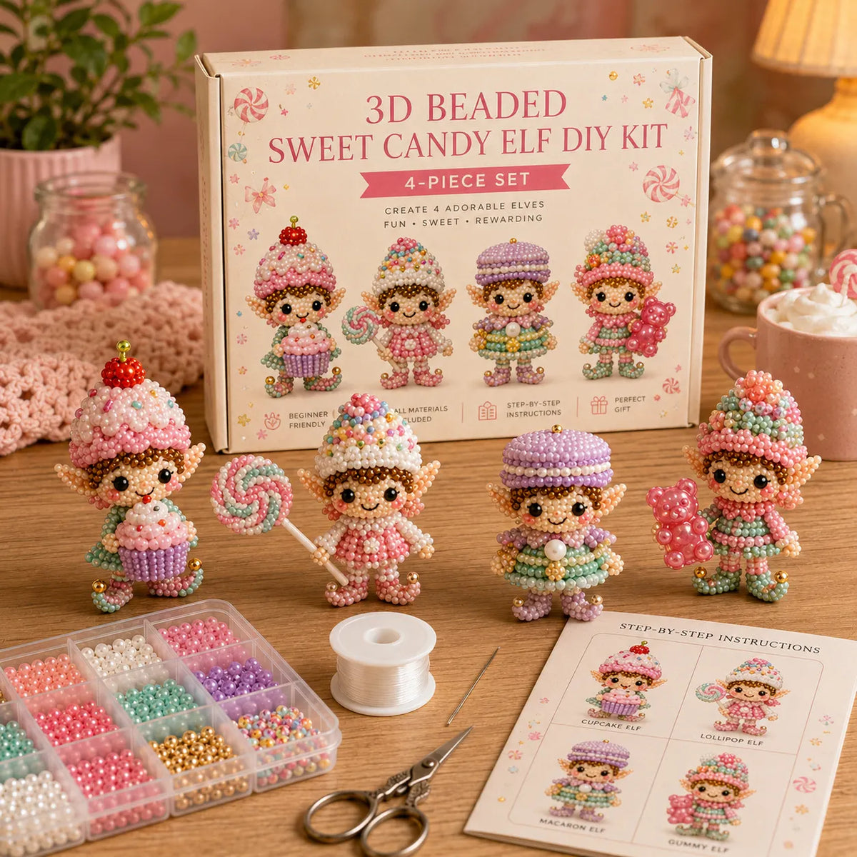 3D Beaded Magical Elf DIY Kit – Cute Fantasy Craft Collectibles