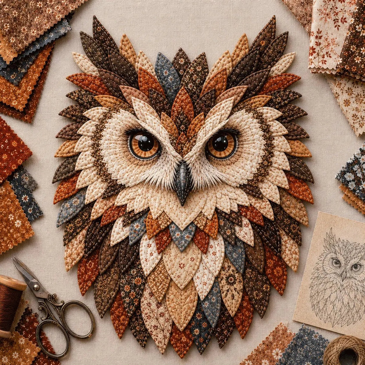 🏆Limited Time Sale 49% OFF 🦉 Layered Fabric Owl Wall Art DIY Kit