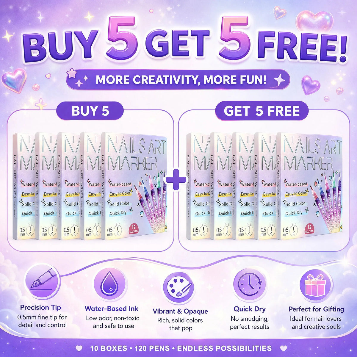 ⏳ LAST DAY SALE 50% OFF! 🎁12 Colors Nail Art Pens Set🎨💅