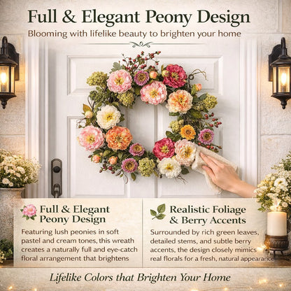 🌸 Mixed Peony Floral Wreath 🔥