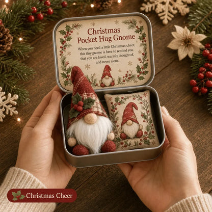 💌 Pocket Hug Gnome Comfort Gift Tin | Mini Plush Keepsake with Heartfelt Message, Matching Cushion & Protective Metal Case 🧸✨