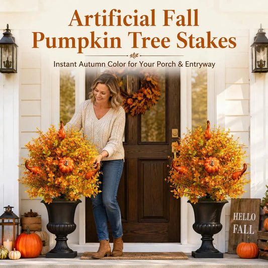 🔥 Last Day 49% OFF – Artificial Fall Pumpkin Tree Stakes