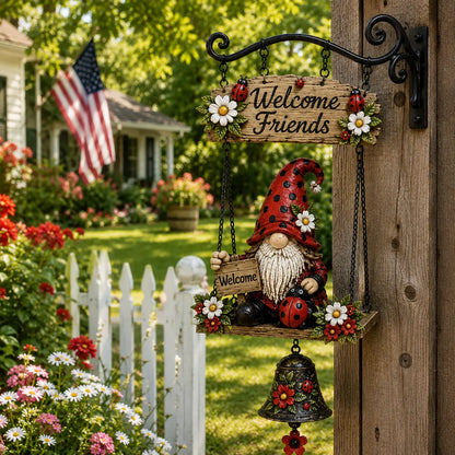 🔥Hot Selling 50% OFF – Rustic Garden Gnome Bell Outdoor Decor 🐞🌼