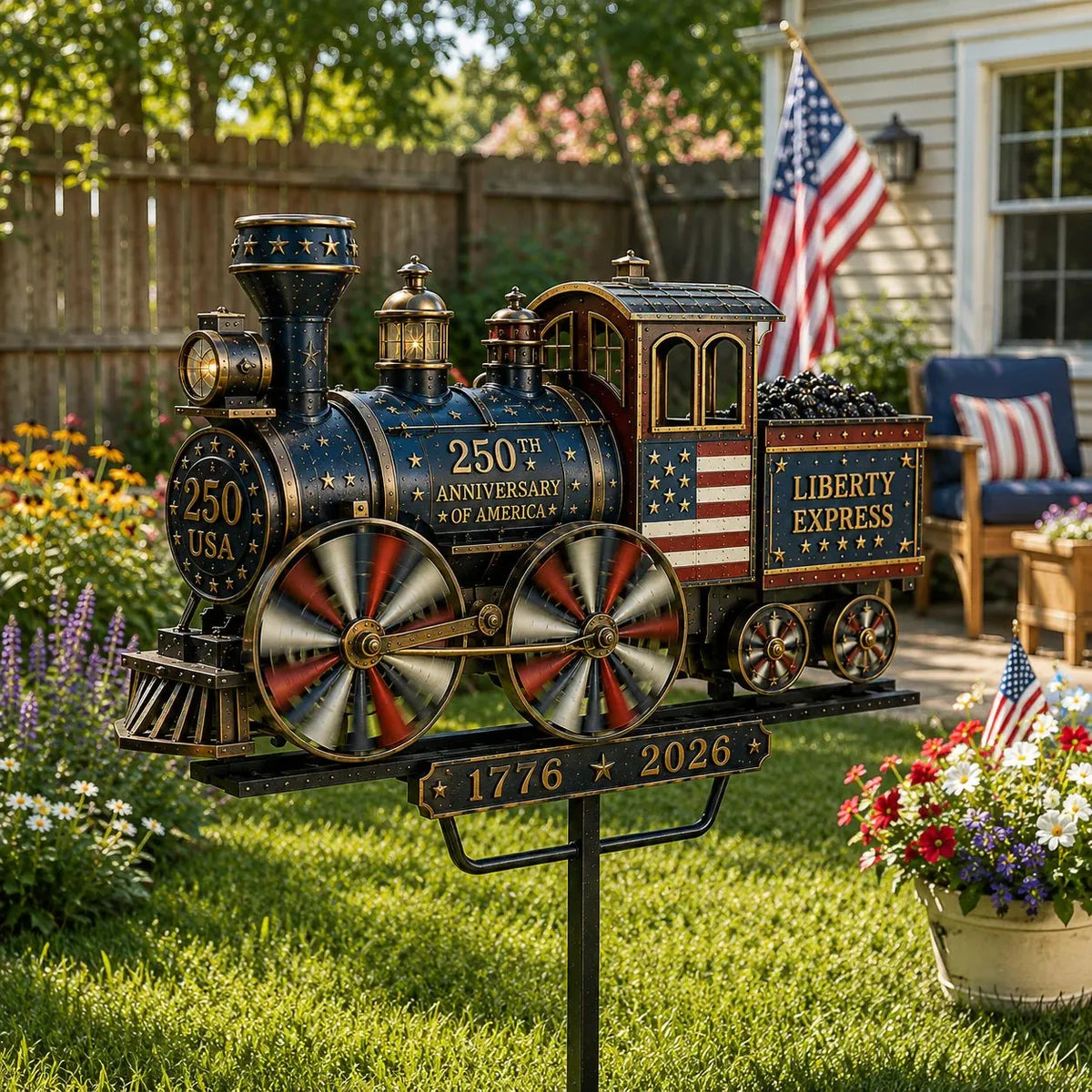 Tom Handcrafted 🚂America 250 Liberty Express Wind Spinner-Buy 2 Free Shipping