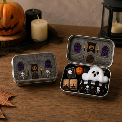 🎉Halloween Mini Ghost Tin Box Set - Cute Spooky Halloween Travel Figurine