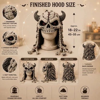 🔥LAST DAY 50% OFF - 🎃 Halloween Monster Hood DIY Crochet Kit | Premium Soft Yarn Materials with Step-by-Step Guide DIY Handmade Wearable Character Hood 🧶🎭✨