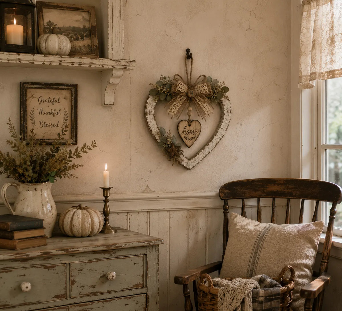 🤎Rustic Farmhouse Heart Wall Decor with “Home” Sign