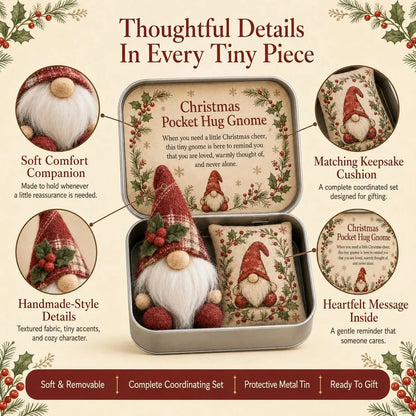💌 Pocket Hug Gnome Comfort Gift Tin | Mini Plush Keepsake with Heartfelt Message, Matching Cushion & Protective Metal Case 🧸✨