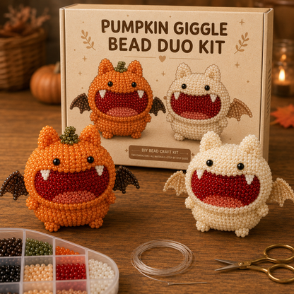 Twin Fang Bead Duo Kit – 3D DIY Beaded Monster Craft with Display Stands