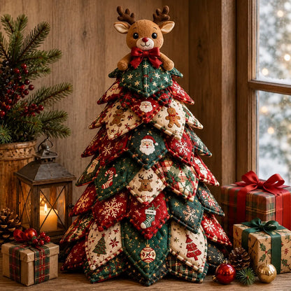 DIY Quilted Christmas Tree Kit – Handmade Fabric Holiday Tabletop Tree Decor