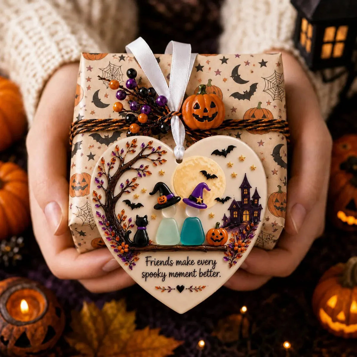 🎃 3D Halloween Friendship Sea Glass Ornament