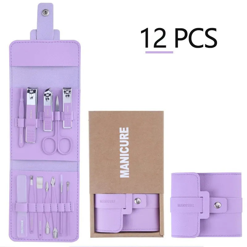 🔥LAST DAY 49% OFF-12-16Pcs/Set Stainless Steel Nail Clippers Set With Folding Bag