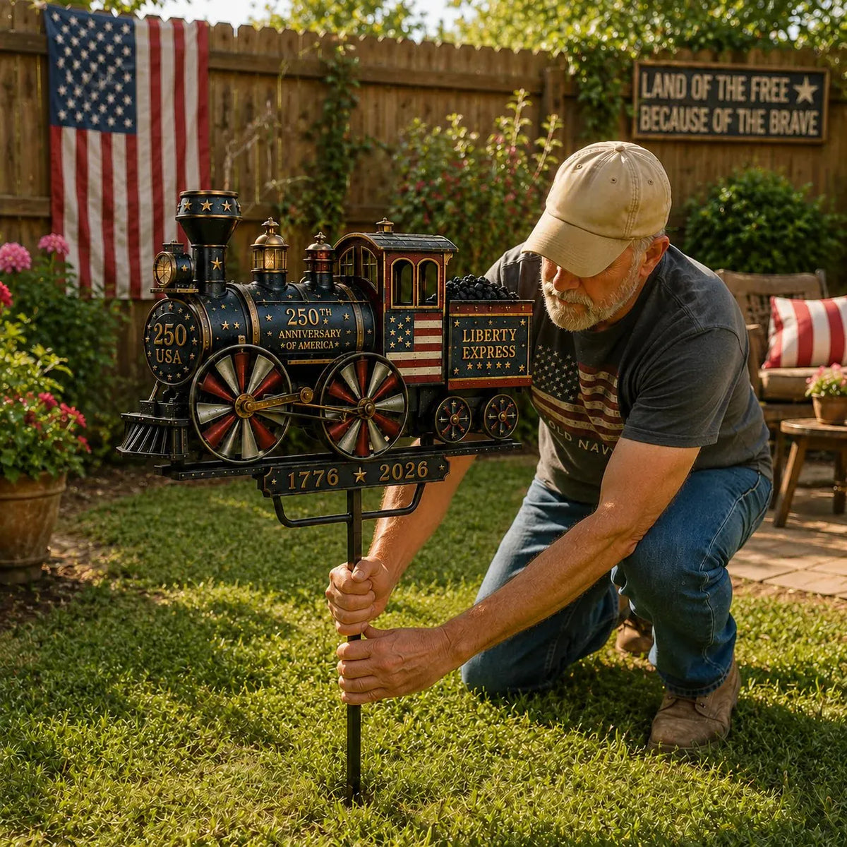 Tom Handcrafted 🚂America 250 Liberty Express Wind Spinner-Buy 2 Free Shipping