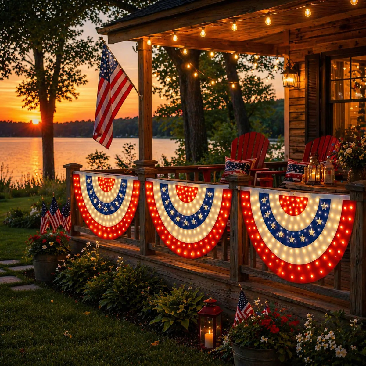 🏆🏆Flash Sale-49% OFF⚡ 50K+ SOLD! 3 x 6 Ft LED Patriotic Bunting Banner for America’s 250th