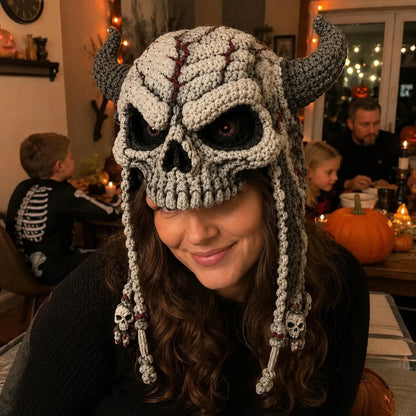 🔥LAST DAY 50% OFF - 🎃 Halloween Monster Hood DIY Crochet Kit | Premium Soft Yarn Materials with Step-by-Step Guide DIY Handmade Wearable Character Hood 🧶🎭✨