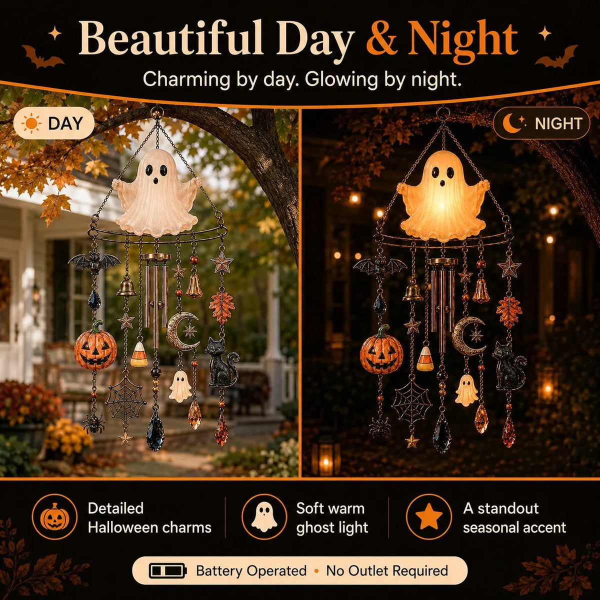 🔥 Halloween-Frühaktion: 49 % Rabatt 👻 Leuchtendes Geister-Windspiel