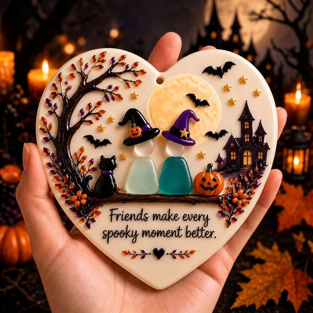 🎃 3D Halloween Friendship Sea Glass Ornament