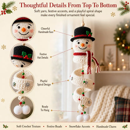 🔥 LAST DAY 49% OFF – ☃️ Crochet Snowman Spiral Ornament DIY Kit | Complete Beginner-Friendly Set with Soft Yarn, Crochet Hook, Festive Beads, Snowflakes & Step-by-Step Guide 🧶🎄✨