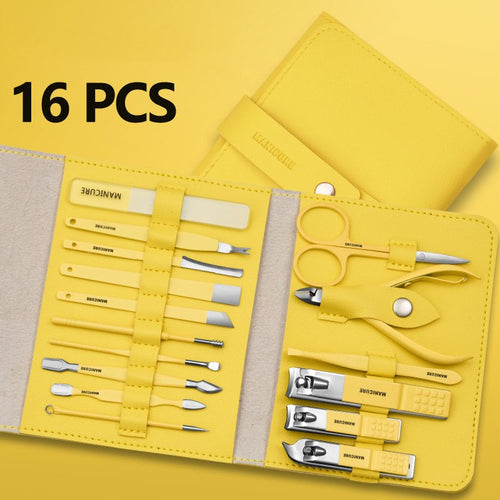 🔥LAST DAY 49% OFF-12-16Pcs/Set Stainless Steel Nail Clippers Set With Folding Bag