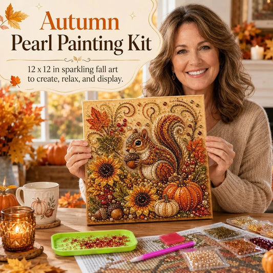 🔥LAST DAY 50% OFF - 🍂Autumn Pearl Painting Kit🎃✨Cozy Fall Squirrel