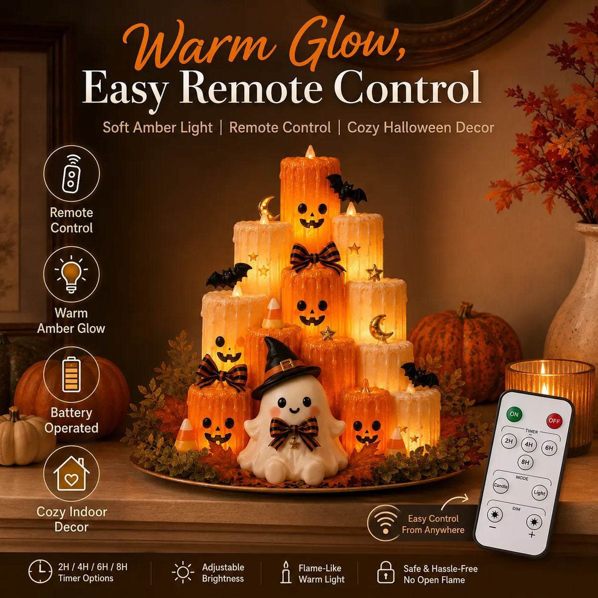 Cozy Lighted Halloween Ghost Centerpiece