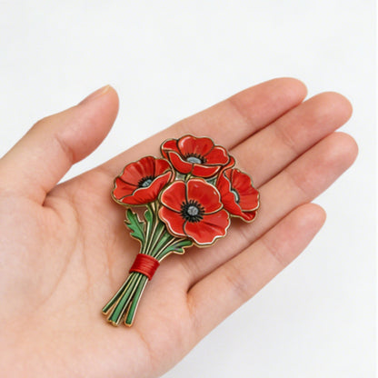 Unisex US Memorial Day Poppy Exquisite Brooch