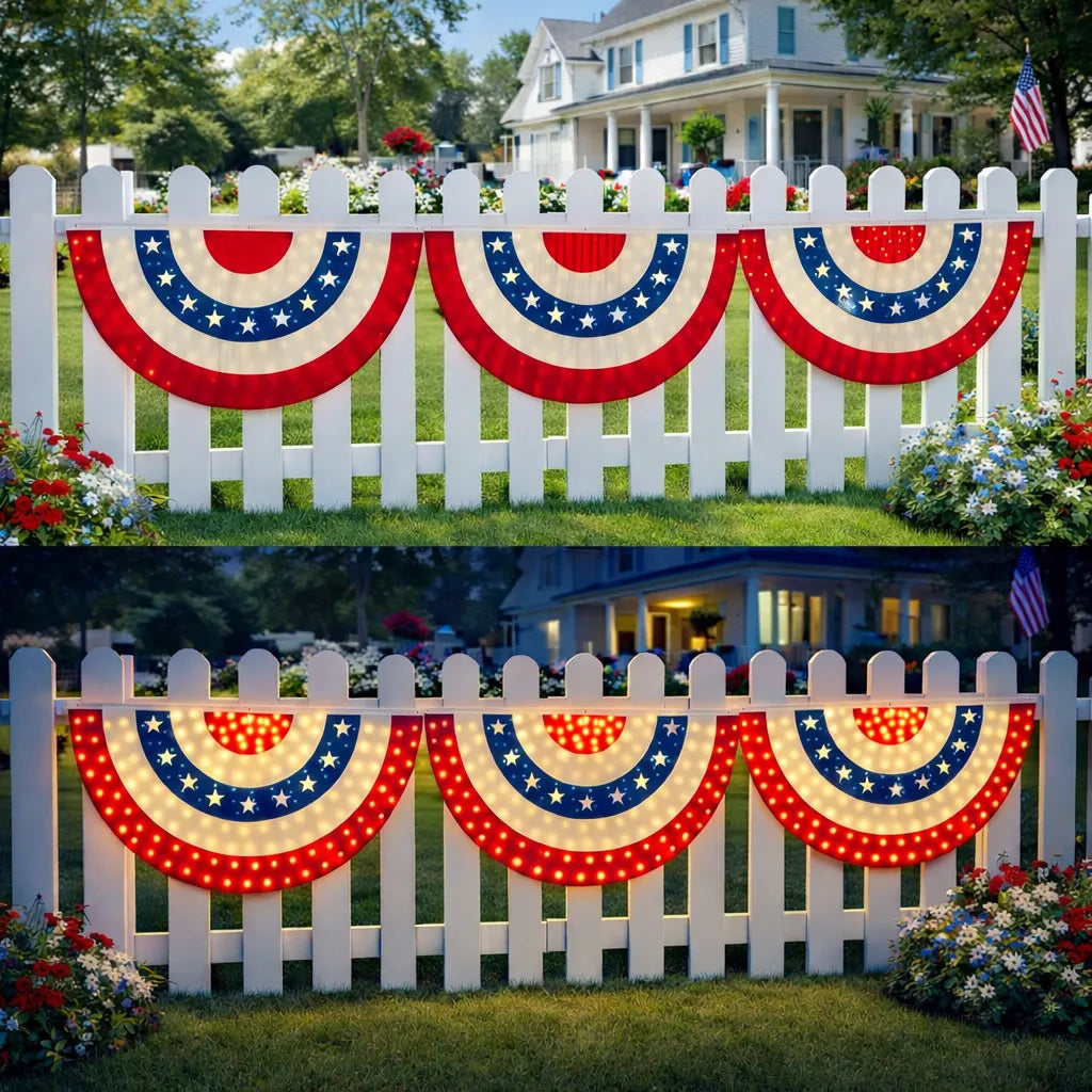 🏆🏆Flash Sale-49% OFF⚡ 50K+ SOLD! 3 x 6 Ft LED Patriotic Bunting Banner for America’s 250th