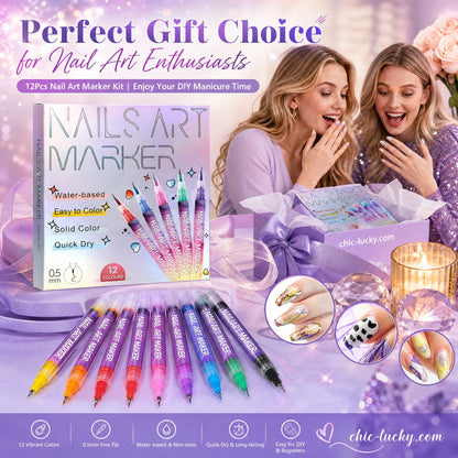 ⏳ LAST DAY SALE 50% OFF! 🎁12 Colors Nail Art Pens Set🎨💅
