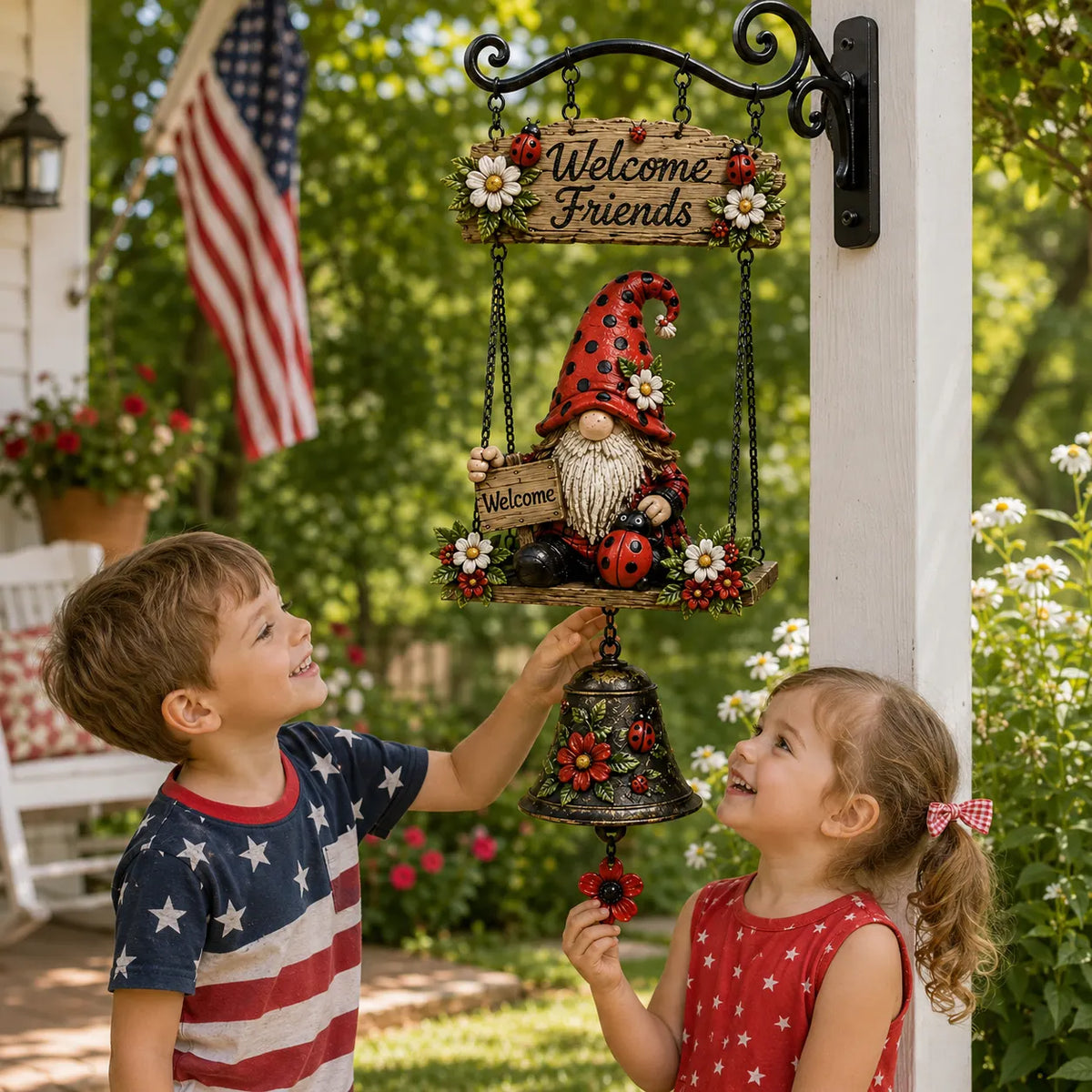 🔥Hot Selling 50% OFF – Rustic Garden Gnome Bell Outdoor Decor 🐞🌼