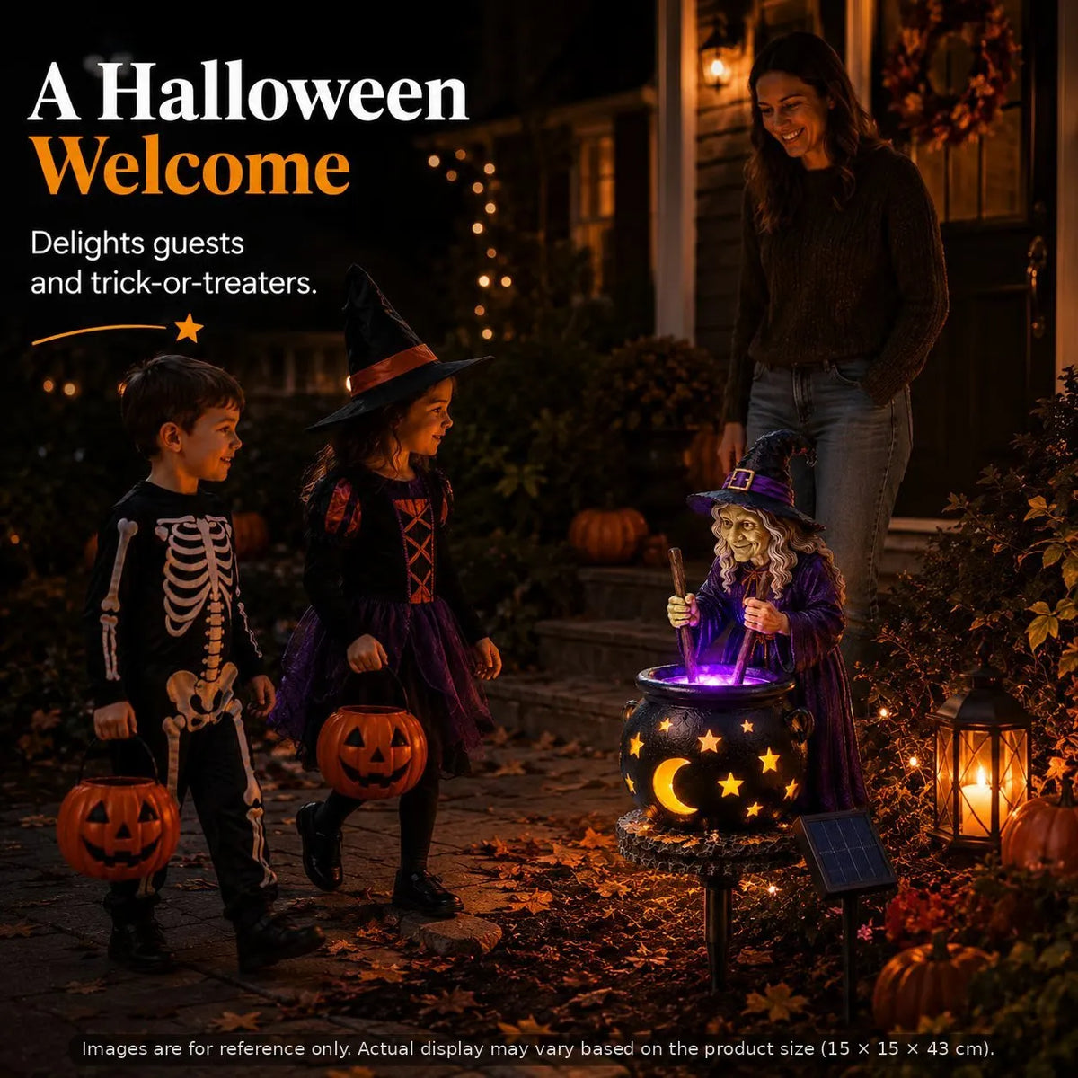 ☀️🔮Solar Witch & Glowing Cauldron Halloween Garden Light