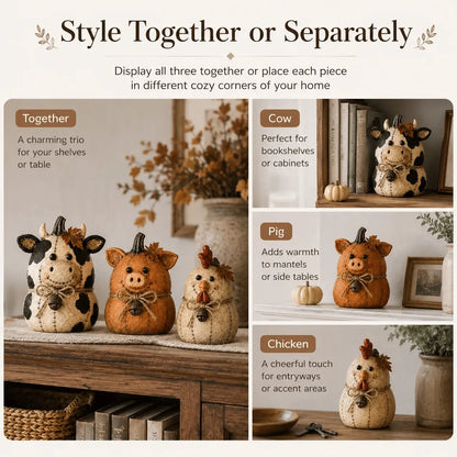 Rustic Farm Pumpkin Friends Decor Set