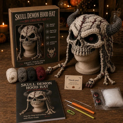 🔥LAST DAY 50% OFF - 🎃 Halloween Monster Hood DIY Crochet Kit | Premium Soft Yarn Materials with Step-by-Step Guide DIY Handmade Wearable Character Hood 🧶🎭✨