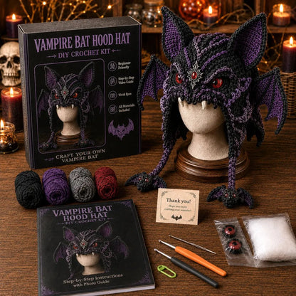 🔥LAST DAY 50% OFF - 🎃 Halloween Monster Hood DIY Crochet Kit | Premium Soft Yarn Materials with Step-by-Step Guide DIY Handmade Wearable Character Hood 🧶🎭✨