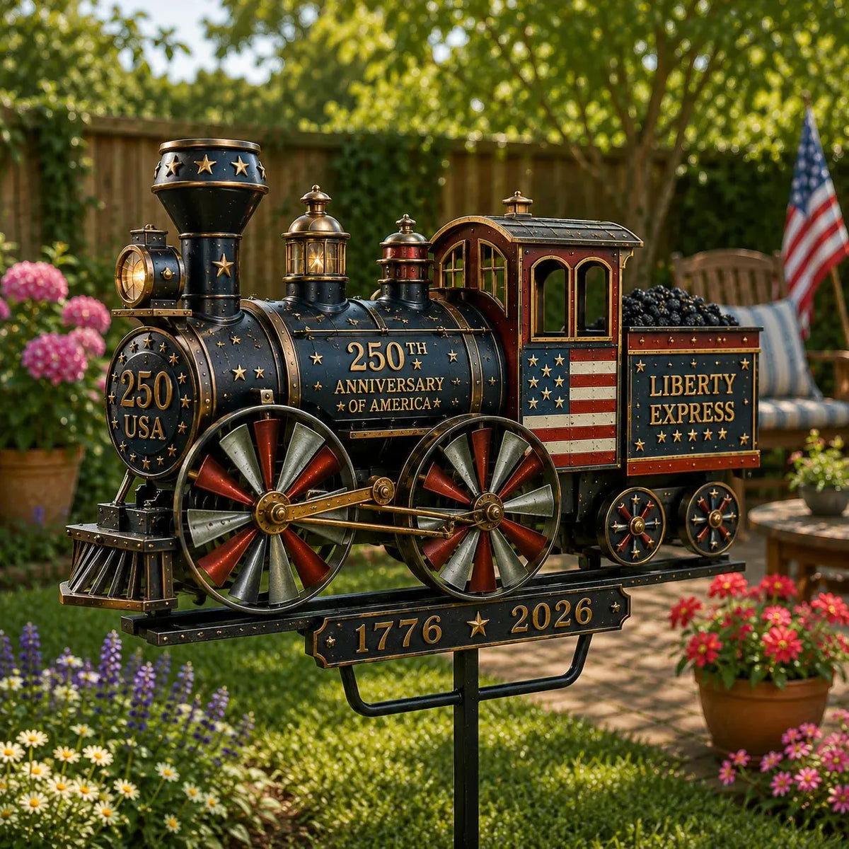 Tom Handcrafted 🚂America 250 Liberty Express Wind Spinner-Buy 2 Free Shipping