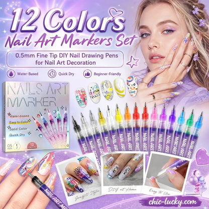 ⏳ LAST DAY SALE 50% OFF! 🎁12 Colors Nail Art Pens Set🎨💅