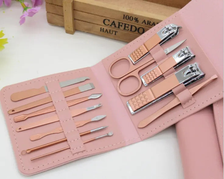 🔥LAST DAY 49% OFF-12-16Pcs/Set Stainless Steel Nail Clippers Set With Folding Bag