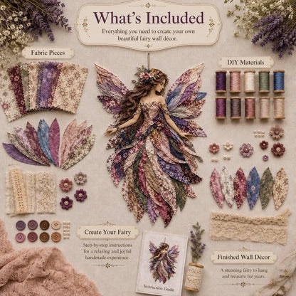 🧚‍♀️🌸 Premium Fairy Patchwork DIY Kit | High-Quality Layered Fabric with Floral Wings DIY Handmade Fantasy Wall Decor ✨