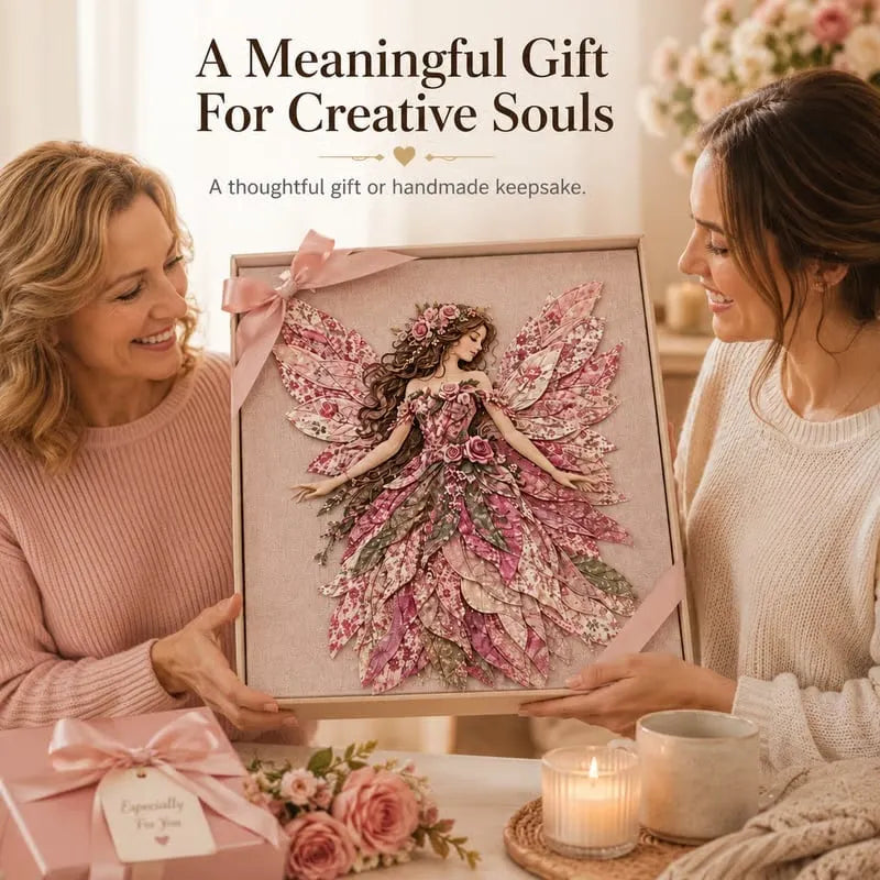 🧚‍♀️🌸 Premium Fairy Patchwork DIY Kit | High-Quality Layered Fabric with Floral Wings DIY Handmade Fantasy Wall Decor ✨