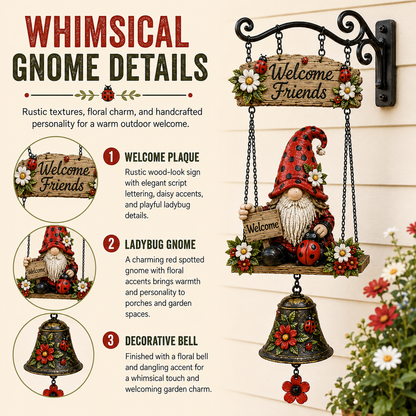 🔥Hot Selling 50% OFF – Rustic Garden Gnome Bell Outdoor Decor 🐞🌼