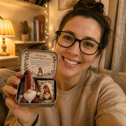 💌 Pocket Hug Gnome Comfort Gift Tin | Mini Plush Keepsake with Heartfelt Message, Matching Cushion & Protective Metal Case 🧸✨