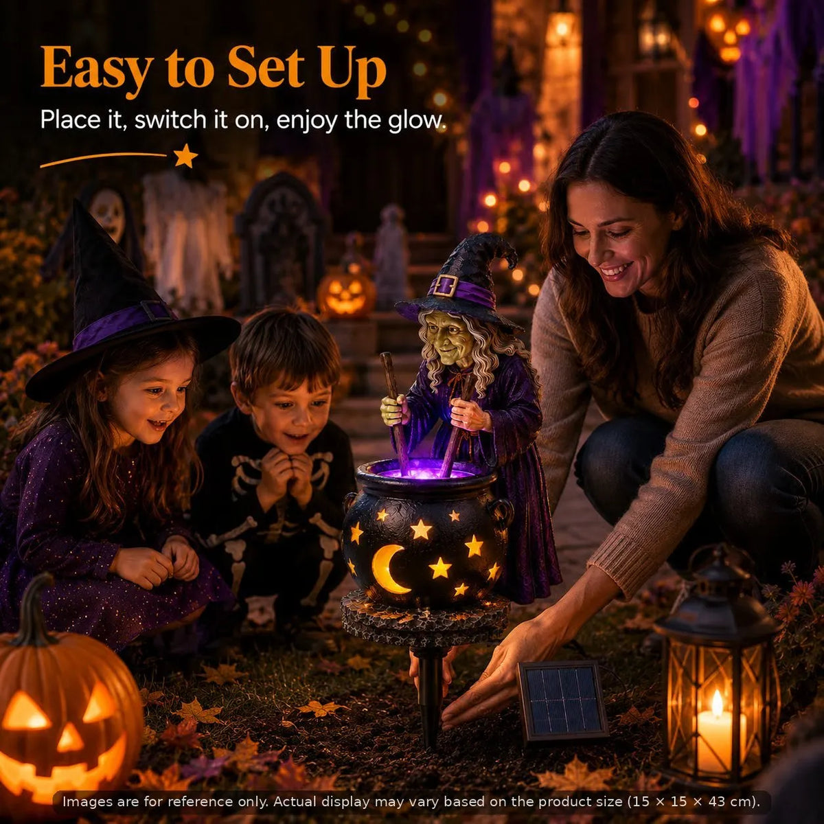 ☀️🔮Solar Witch & Glowing Cauldron Halloween Garden Light