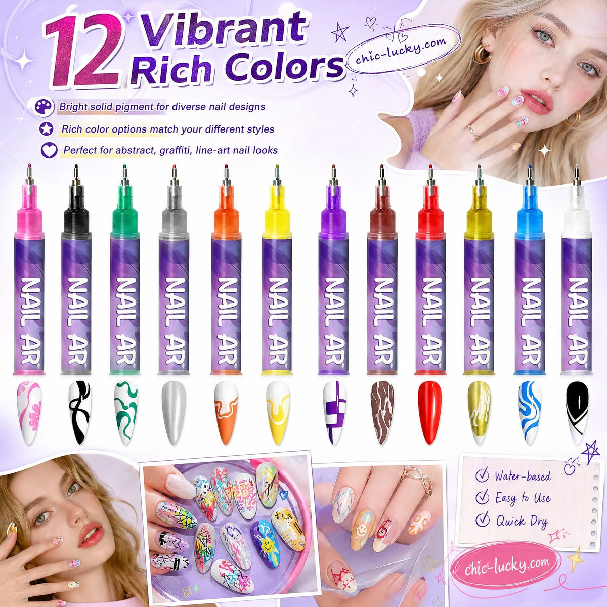 ⏳ LAST DAY SALE 50% OFF! 🎁12 Colors Nail Art Pens Set🎨💅
