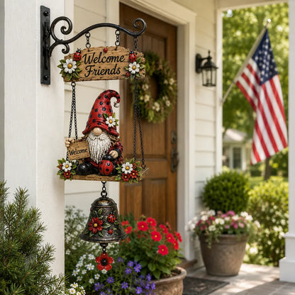 🔥Hot Selling 50% OFF – Rustic Garden Gnome Bell Outdoor Decor 🐞🌼