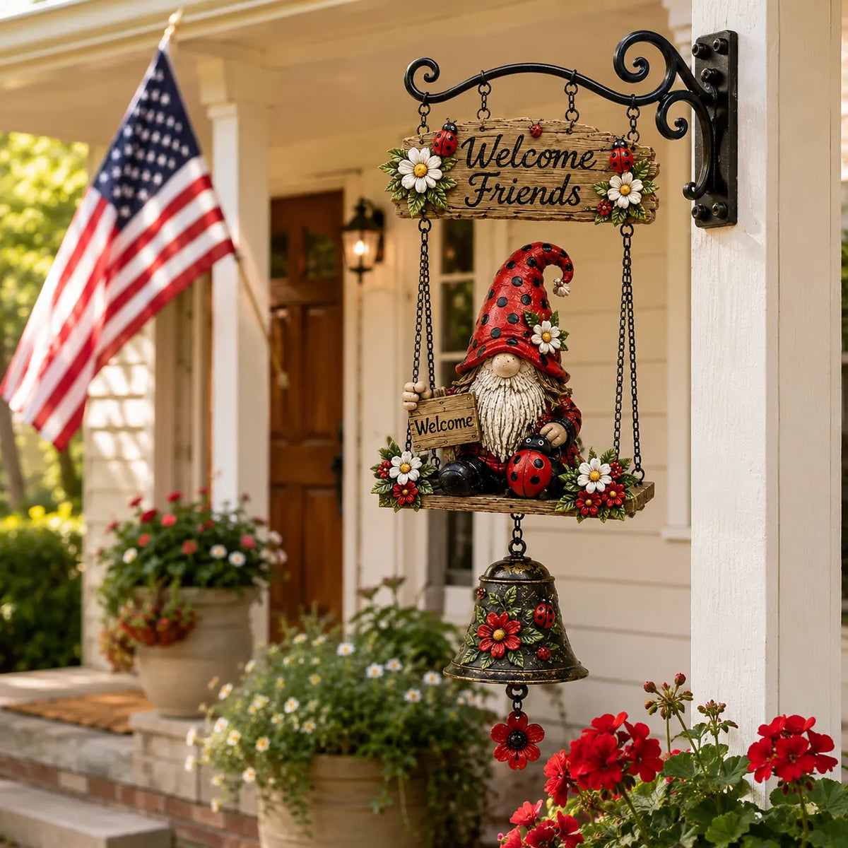 🔥Hot Selling 50% OFF – Rustic Garden Gnome Bell Outdoor Decor 🐞🌼
