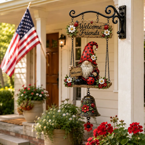 🔥Hot Selling 50% OFF – Rustic Garden Gnome Bell Outdoor Decor 🐞🌼