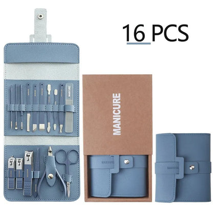 🔥LAST DAY 49% OFF-12-16Pcs/Set Stainless Steel Nail Clippers Set With Folding Bag