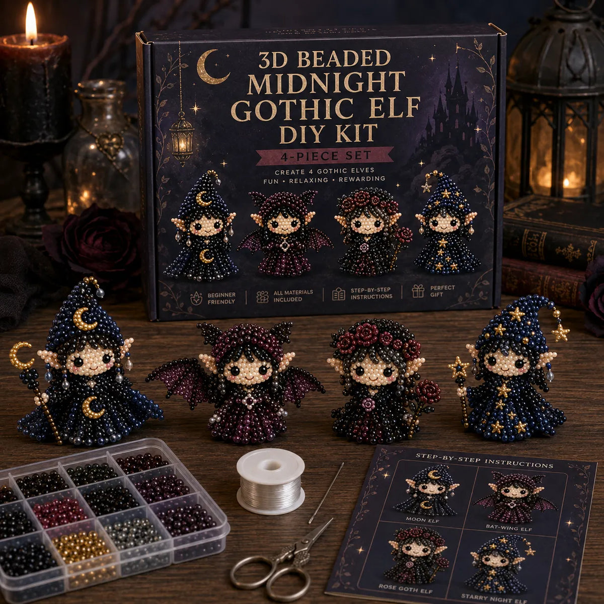 3D Beaded Magical Elf DIY Kit – Cute Fantasy Craft Collectibles