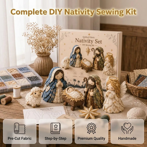 ✨ Bring the Story of Christmas to Life: DIY Patchwork Nativity Scene Sewing Kit✝️